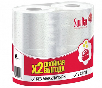 Туалетная бумага SunDay 2сл. 4шт.*30, арт. 9488 