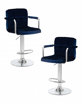 Набор 2 шт Стул барный DOBRIN KRUGER ARM (синий велюр (MJ9-117)) 