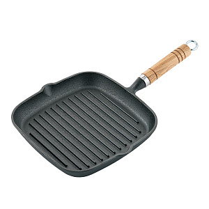Сковородка чугунная,гриль 22 cм,деревянная ручка P.L.-ProffCuisine 81240572 