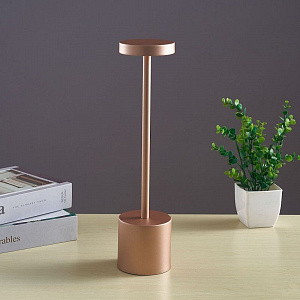 Лампа настольная беспроводная MGLINE d=8 см. h=34 см. алюм., розовое золото LED METAL 