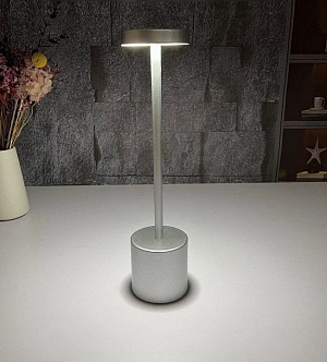 Лампа настольная беспроводная MGLINE d=8 см. h=34 см. алюм., серебристая LED METAL 